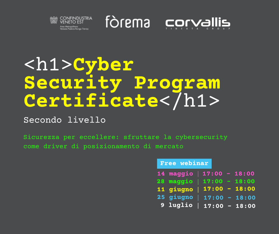 Cyber Security Program Certificate: la seconda ed.  corso gratuito online che ti fornirà una certificazione cyber per potenziare il tuo brand